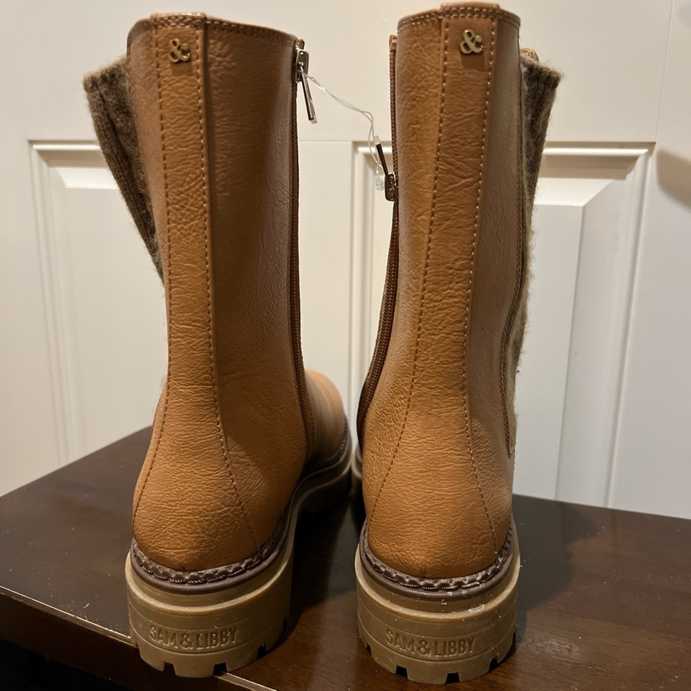 Sam & Libby Brown Leather Combat Boots